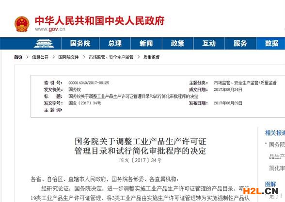 國務(wù)院對(duì)調(diào)整工業(yè)產(chǎn)品許可證管理決定圖片