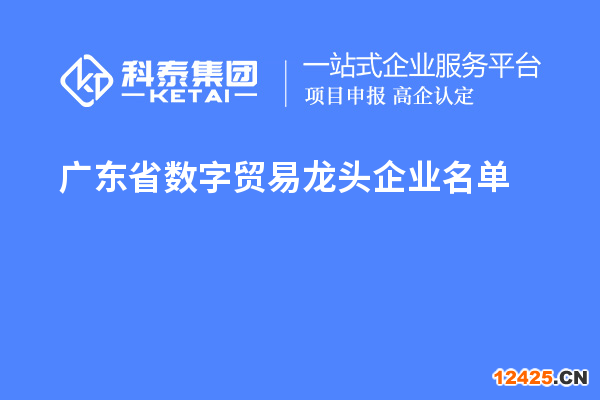 廣東省數(shù)字貿(mào)易龍頭企業(yè)名單
