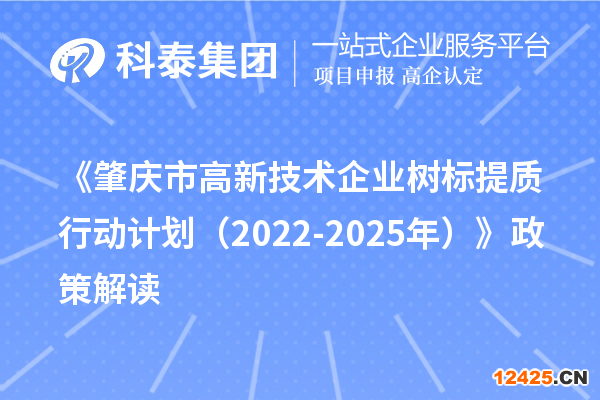 《肇慶市高新技術(shù)企業(yè)樹標(biāo)提質(zhì)行動計(jì)劃（2022-2025年）》政策解讀