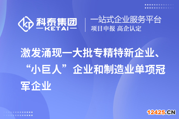 激發(fā)涌現(xiàn)一大批專精特新企業(yè)、“小巨人”企業(yè)和制造業(yè)單項(xiàng)冠軍企業(yè)
