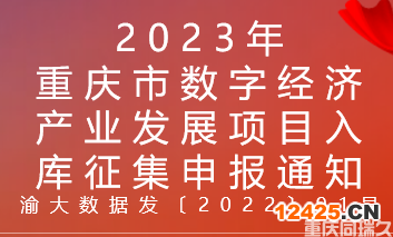 2023年重慶市數(shù)字經(jīng)濟產(chǎn)業(yè)發(fā)展項目入庫征集申報通知(圖1)
