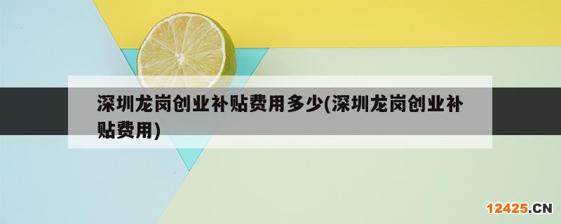 深圳龍崗創(chuàng)業(yè)補貼費用多少(深圳龍崗創(chuàng)業(yè)補貼費用)