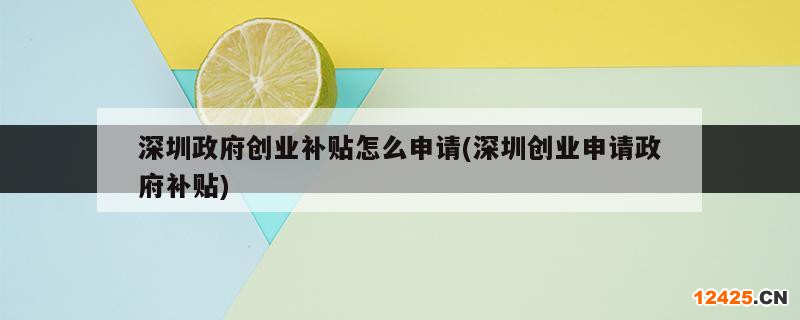 深圳政府創(chuàng)業(yè)補(bǔ)貼怎么申請(qǐng)(深圳創(chuàng)業(yè)申請(qǐng)政府補(bǔ)貼)