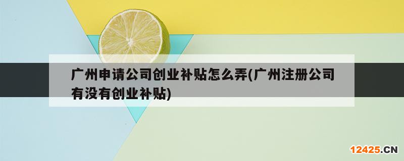 廣州申請公司創(chuàng)業(yè)補貼怎么弄(廣州注冊公司有沒有創(chuàng)業(yè)補貼)