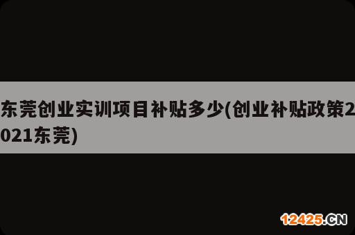 東莞創(chuàng)業(yè)實(shí)訓(xùn)項(xiàng)目補(bǔ)貼多少(創(chuàng)業(yè)補(bǔ)貼政策2021東莞)